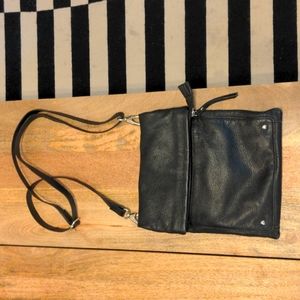 Black fold over crossbody bag
